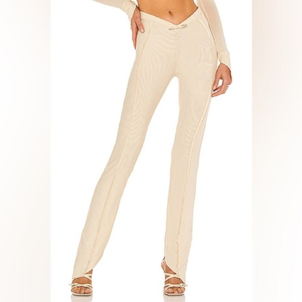 Sami Miro Vintage Cream Ivory Mesh Open Seam Asymmetric Pants - XS